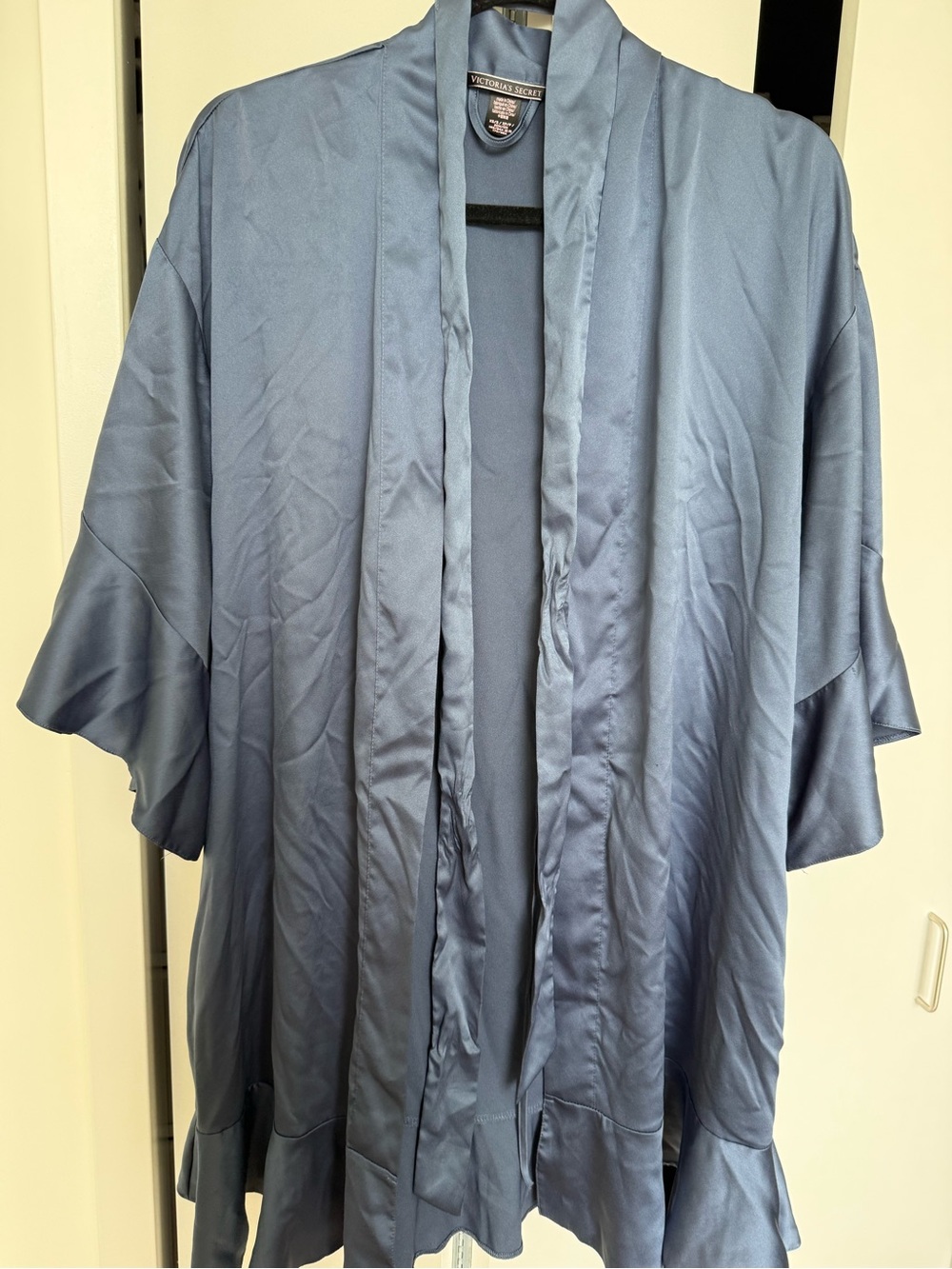 Victoria's Secret Steel Blue Satin Robe-Style Jacket